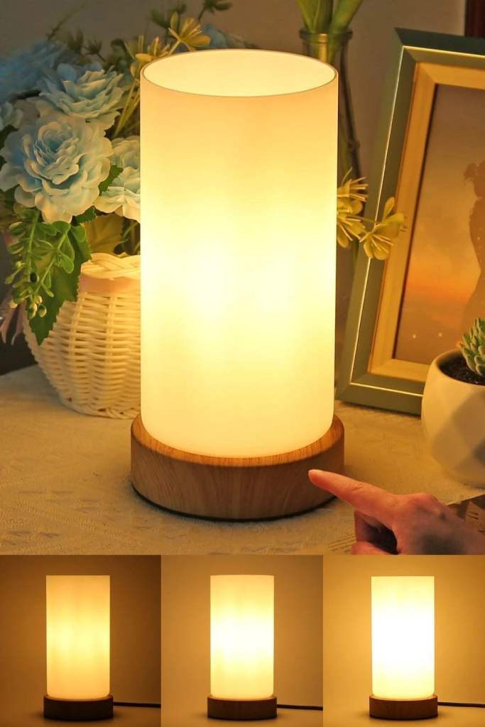 image for HSLighting Table Lamp, Touch Control Glass Table Lamp 3-Way Dimmable... 