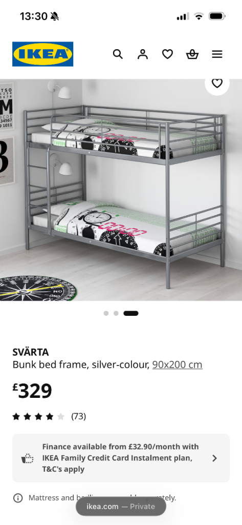 IKEA silver colour metal bunk beds- reduced