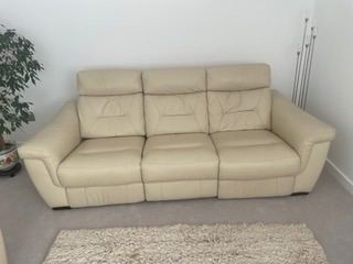 Three-seater leather recliner sofa