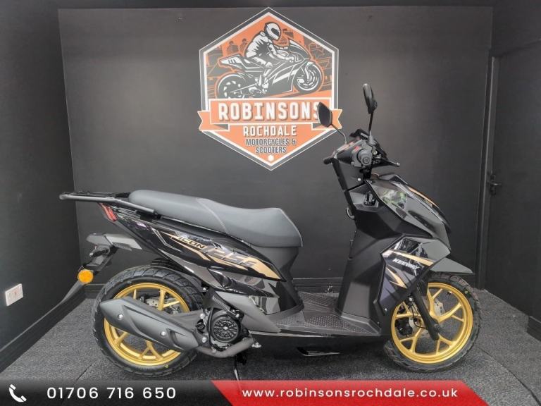 Keeway ICON 125i Weighing in at just 103kg and with a seat height of 750mm.