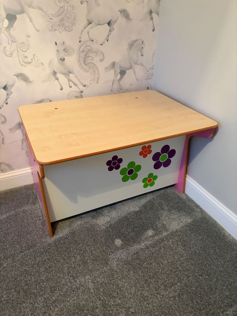 Kids Wooden Toy Box with Lid – Good Condition