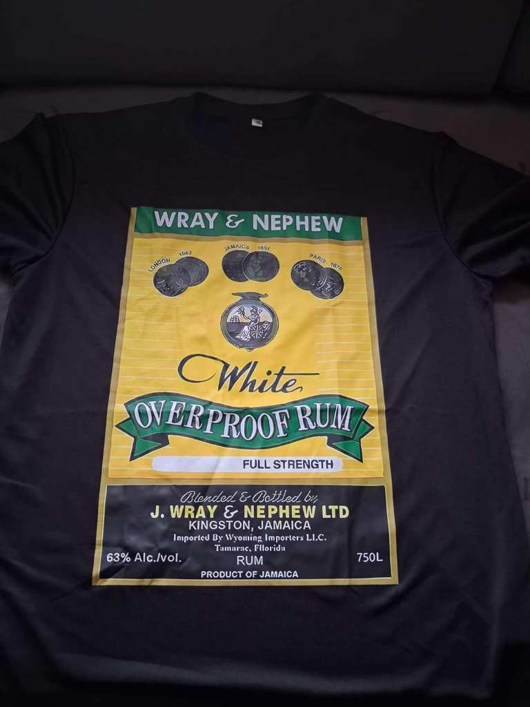 Wray & Nephew White Overproof Rum T-Shirt – Black, Good Condition