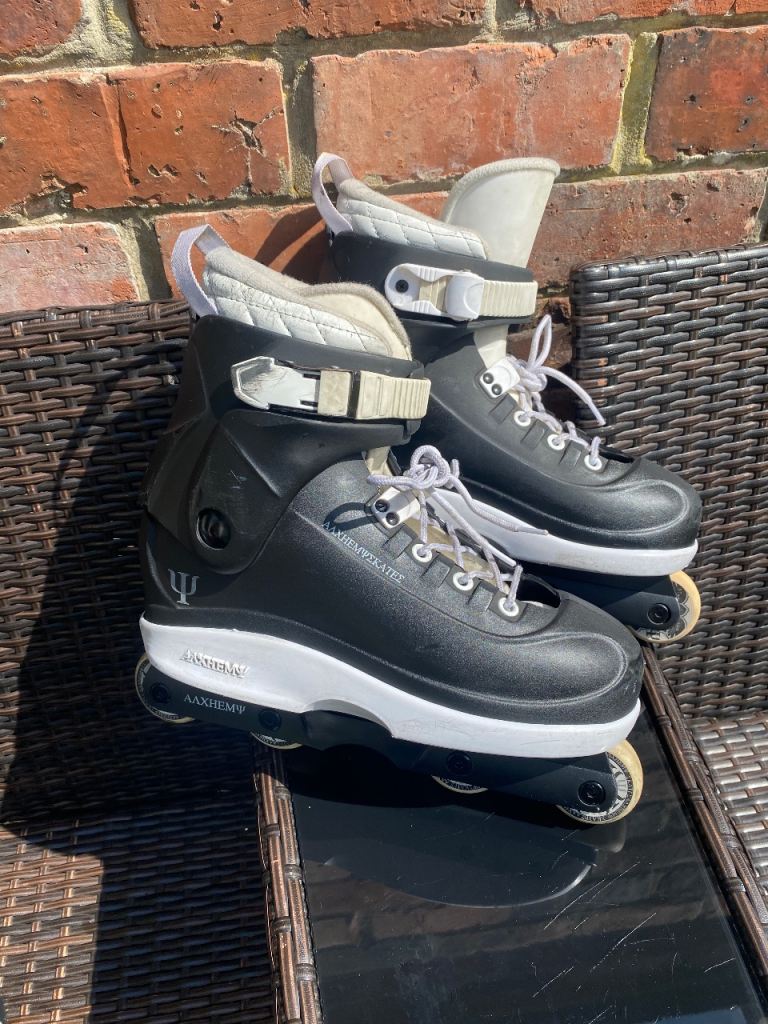 Black and White Inline Skates - Size 8, Good Condition