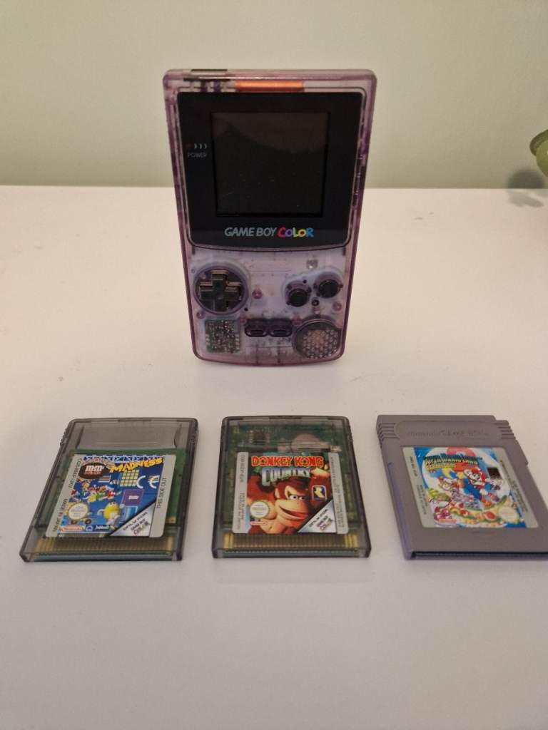 Gameboy Color Grape Transparent w/Games Can Deliver