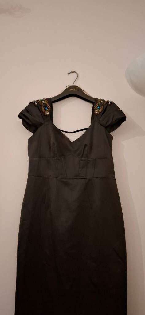 Karen Millen dark green Embellished Dress - Size 14