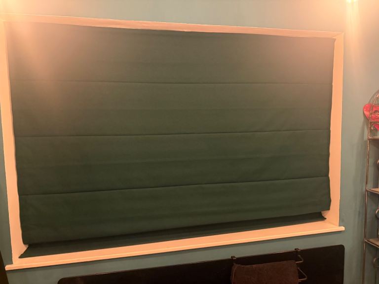 Bottle Green Velvet Roman Blinds