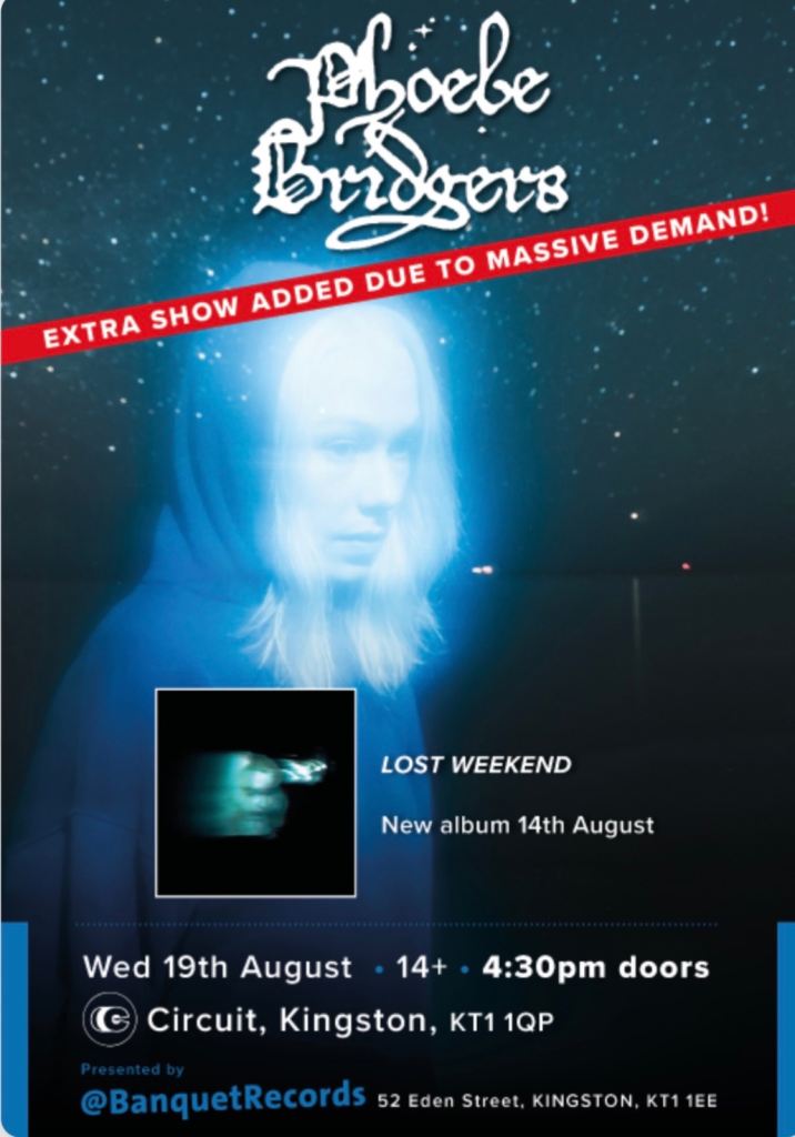 Phoebe Bridgers SOLD OUT Tickets - Kingston 19/8/26
