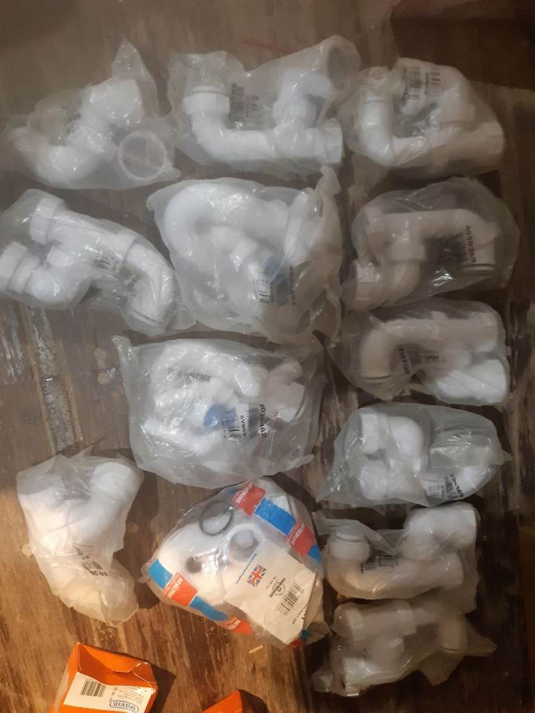 Job Lot of New Plastic Plumbing Traps and Pipe Fittings