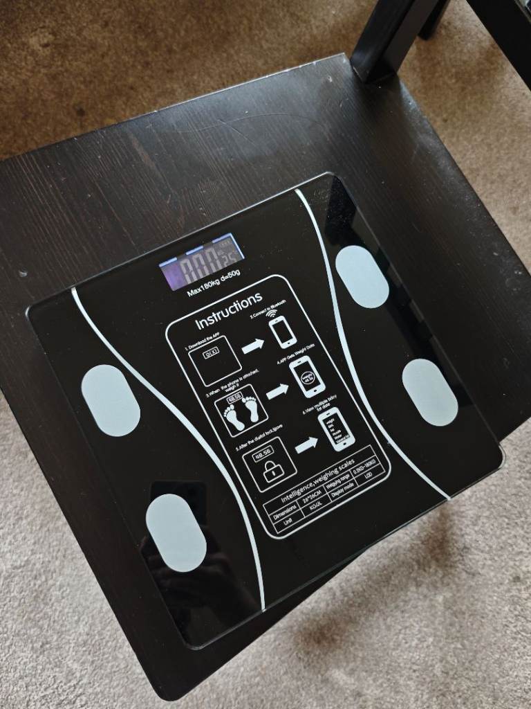 Digital Bathroom Scales - Black Glass, As Good As New