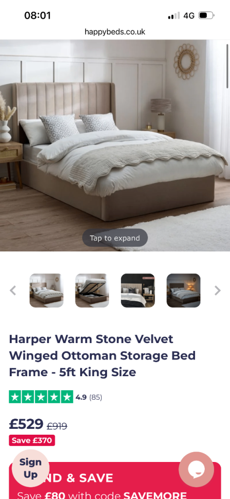 King Size Ottoman Storage Bed Frame  