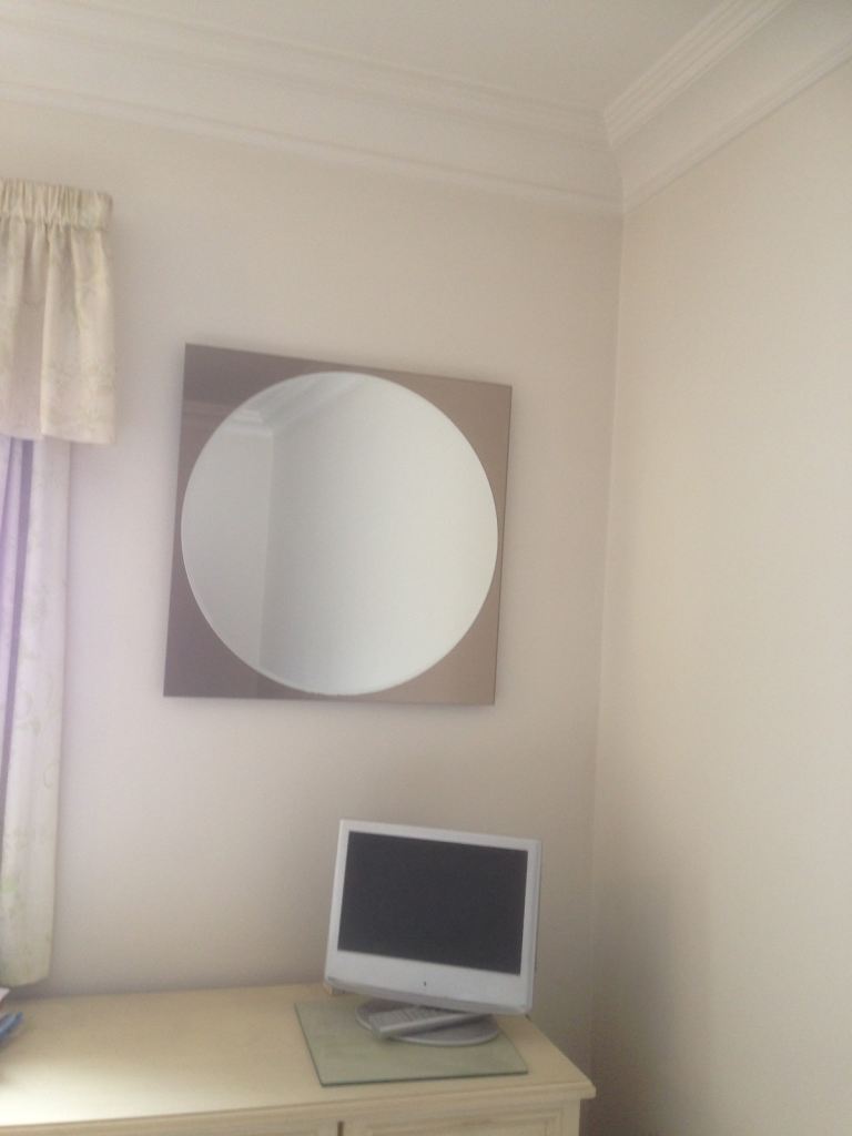 LARGE STATEMENT MIRRORS x2 BRONZE/CLEAR ROUND ON SQUARE 68cm BATH BEDROOM HALL MIRRORS