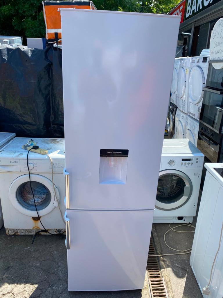 White Freestanding Fridge Freezer with Water Dispenser – Good Condition