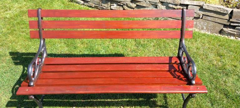 Garden Bench - Wooden Slats with Cast Iron Ends