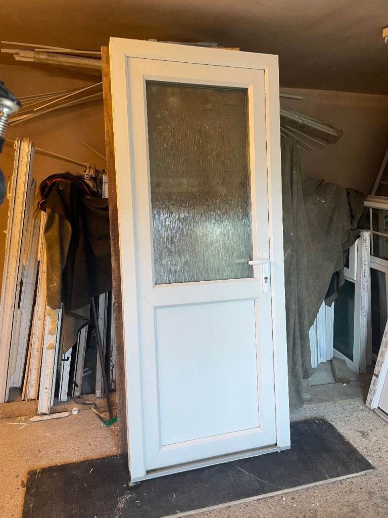 UPVC DOOR 201 x 83 cm - BEAUTIFUL UPVC DOUBLE GLAZED DOOR - OBSCURE GLASS (REF: DX204)