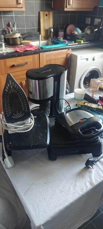 Indoor BBQ, Black Iron, Coffee Machine, and Sandwich Toaster Bundle