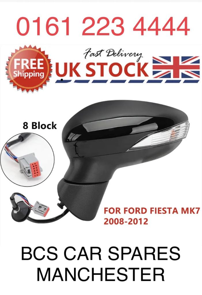 Ford. Fiesta.Mk7  Door mirror Black Passenger side. New. 