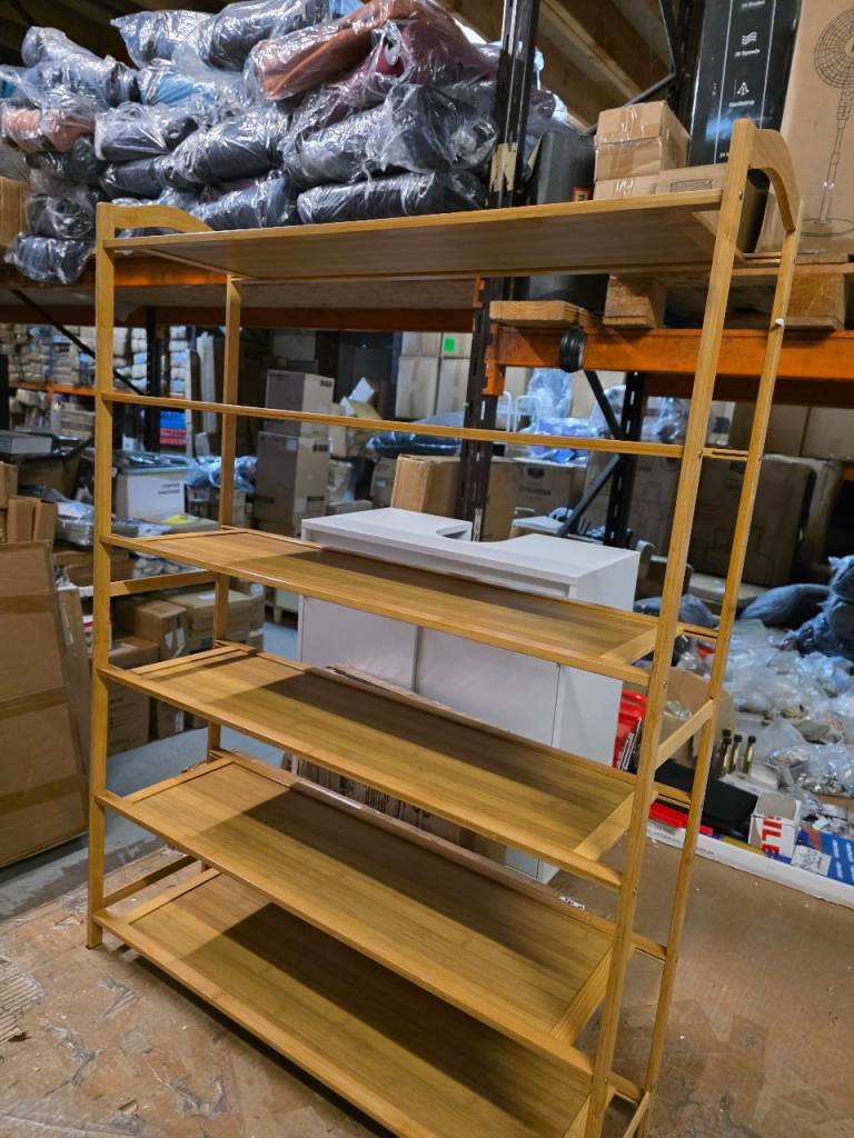 A new already built bamboo style 6 tier shoe storage rack 