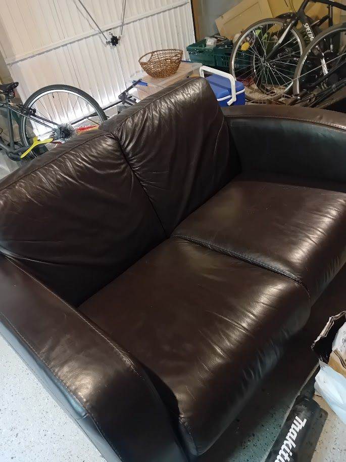2 seater leatherette dark brown sofa