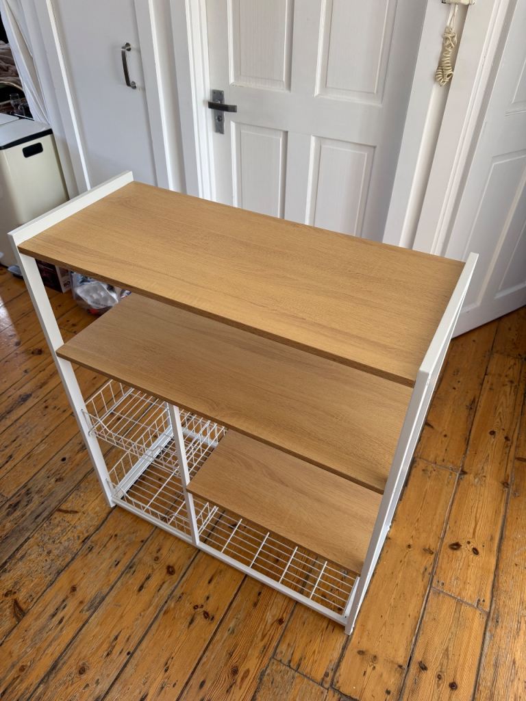 Kitchen Storage Unit with Wooden Shelves