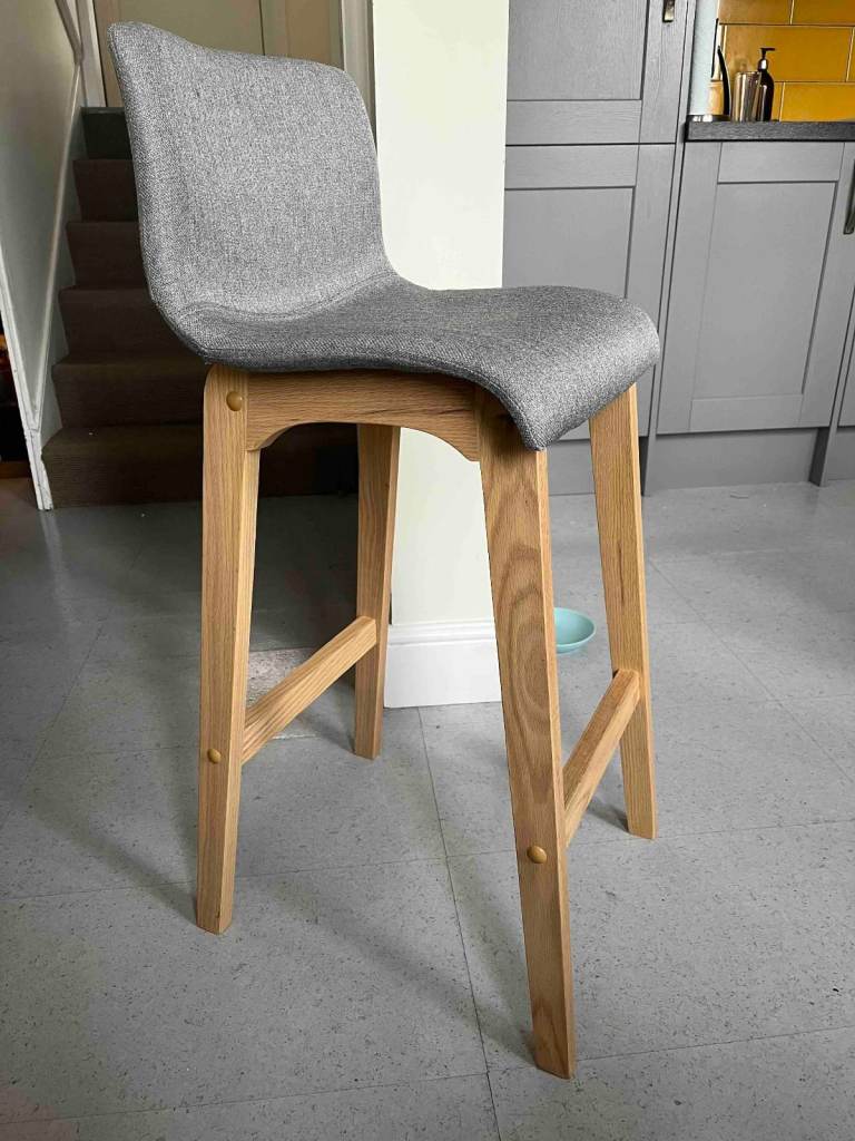 Oak & grey fabric bar stool (Atlantic)