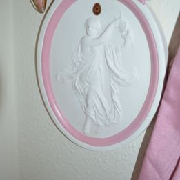 LOVELY PLASTER WALL PLAQUE OF ANGEL 12"