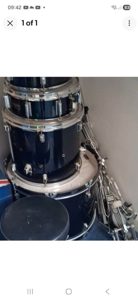 tornadoo mapex Blue Acoustic Drum Kit Snare Floor Kick Stool Pedal Used
