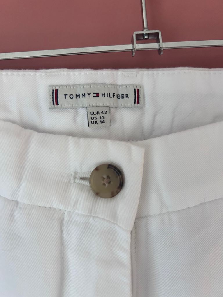 Tommy Hilfiger Women's Tencel Linen Wide Leg Pant - White - Size 14 -RPP £ 160