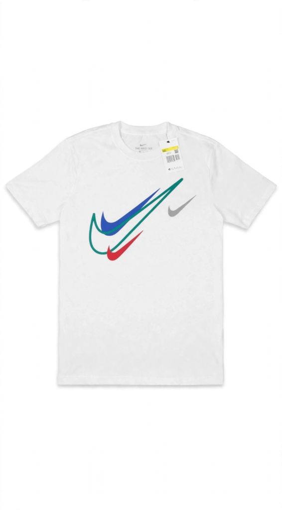 New Nike White T-Shirt with Triple Swoosh Logo