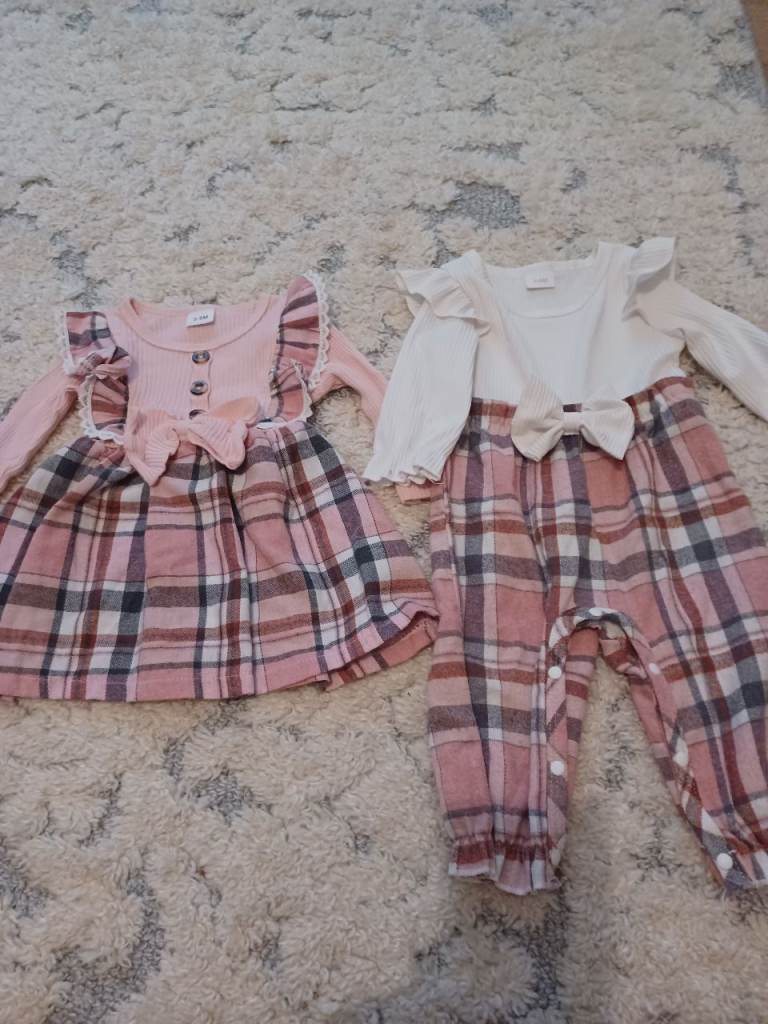Baby Girls Pink Plaid Dress and Romper Set – As Good As New