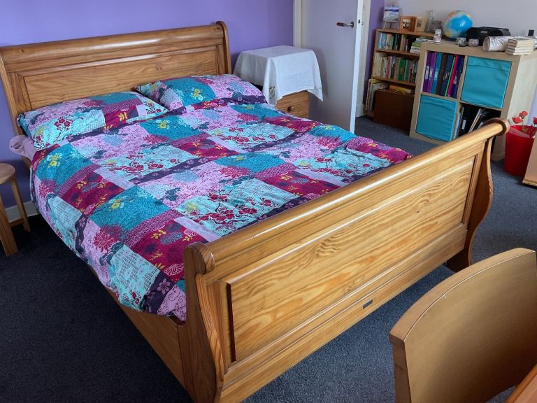 Solid Wood Double Bed Frame – Good Condition