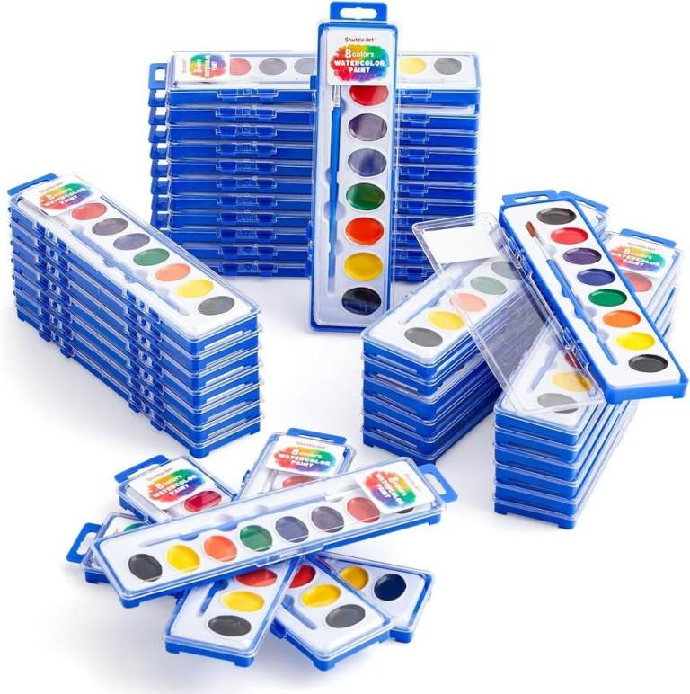 New 40 Pack 8 Colours Watercolour Paints Set Bulk Kids Classroom, Parties, School & Art Activities