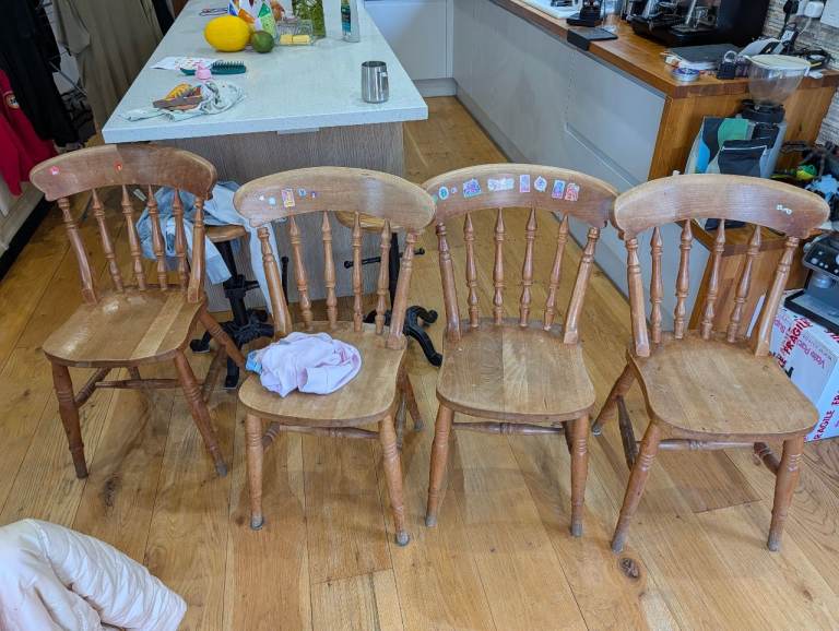 4 free solid pine chairs