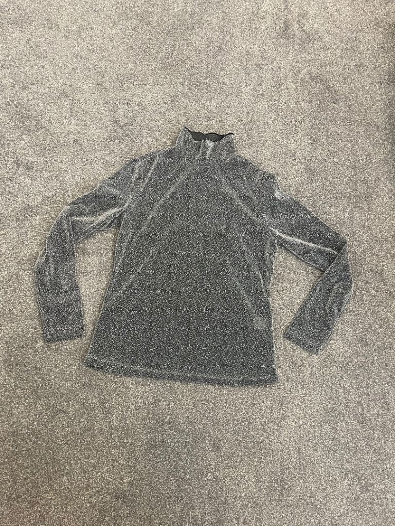 Size L / XL Women’s Shimmer Blouse Top Black Silver