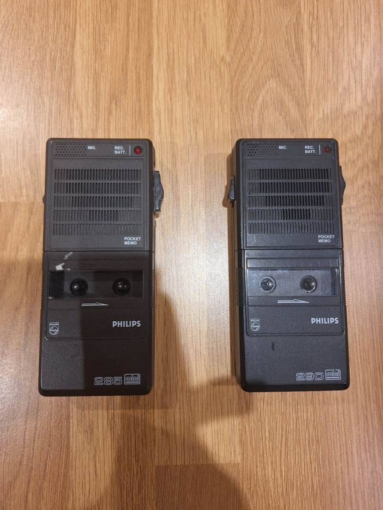 Vintage Philips 285 & 290 Mini Pocket Memo Voice Recorder Dictaphones