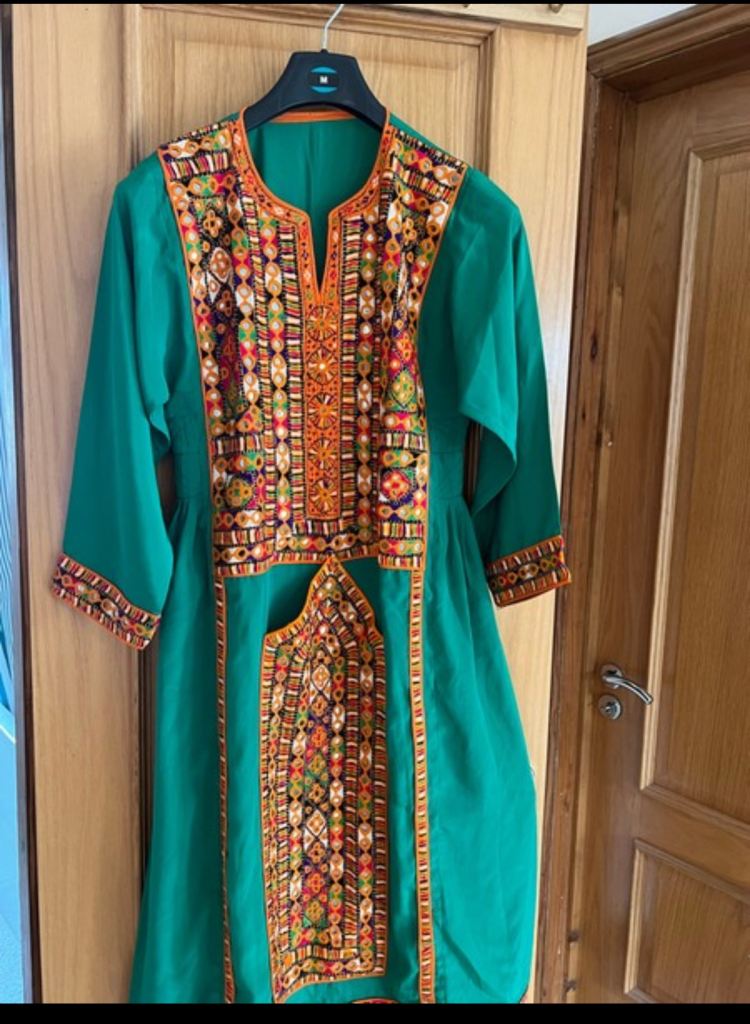 Beautiful Traditional Embroidered Afghani Dress with colourful patterns
