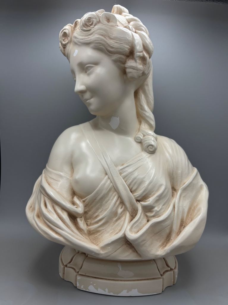 Vintage Style Bust Statue - Cream Colour, Fair Condition