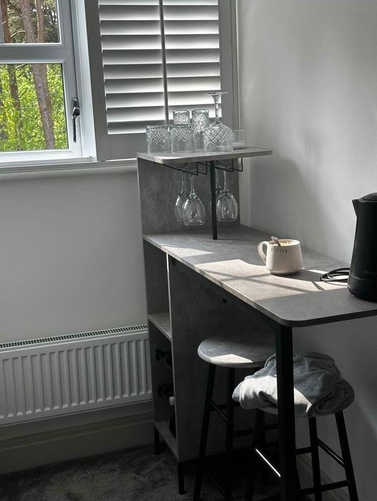 Reduced Breakfast Bar Table and 2 Stools – Grey, As Good As New