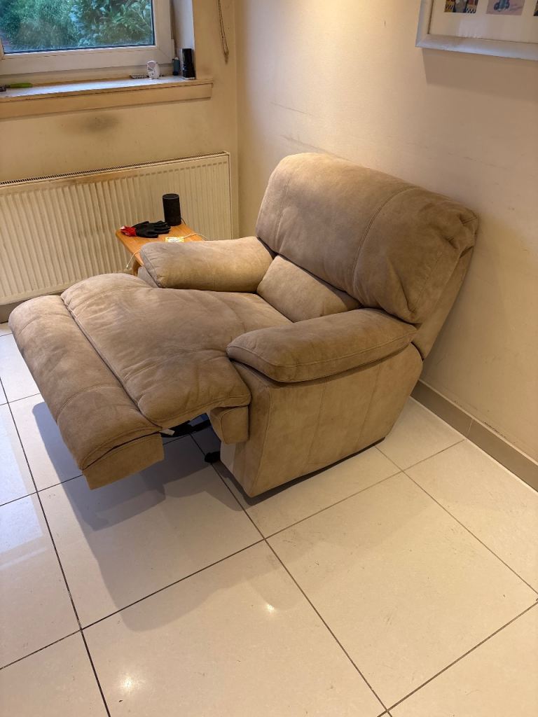 Comfortable Beige Fabric Recliner rocking armchair 