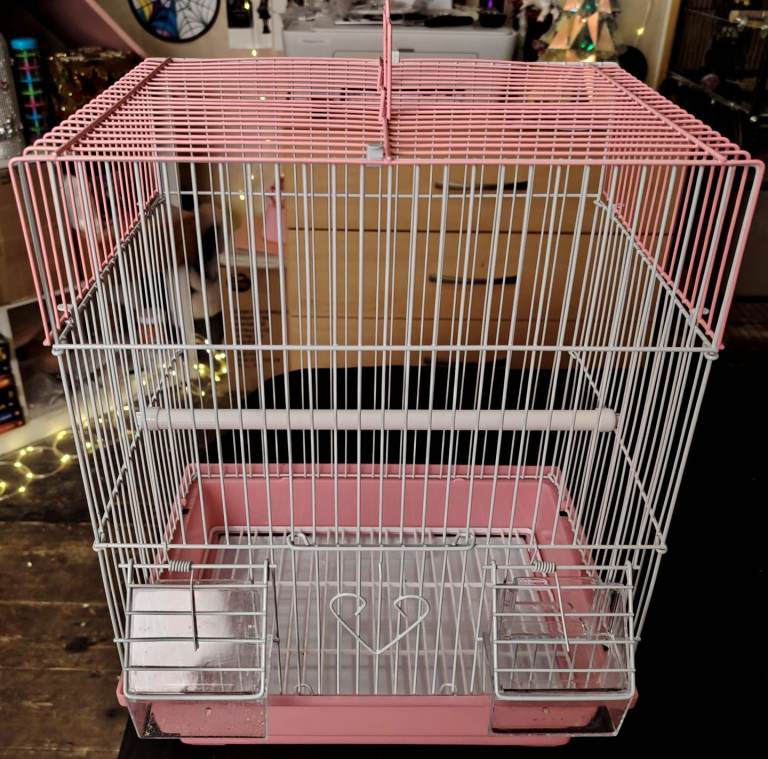 Small Pink & White Travel Cage, Only Used Once, So As New! 