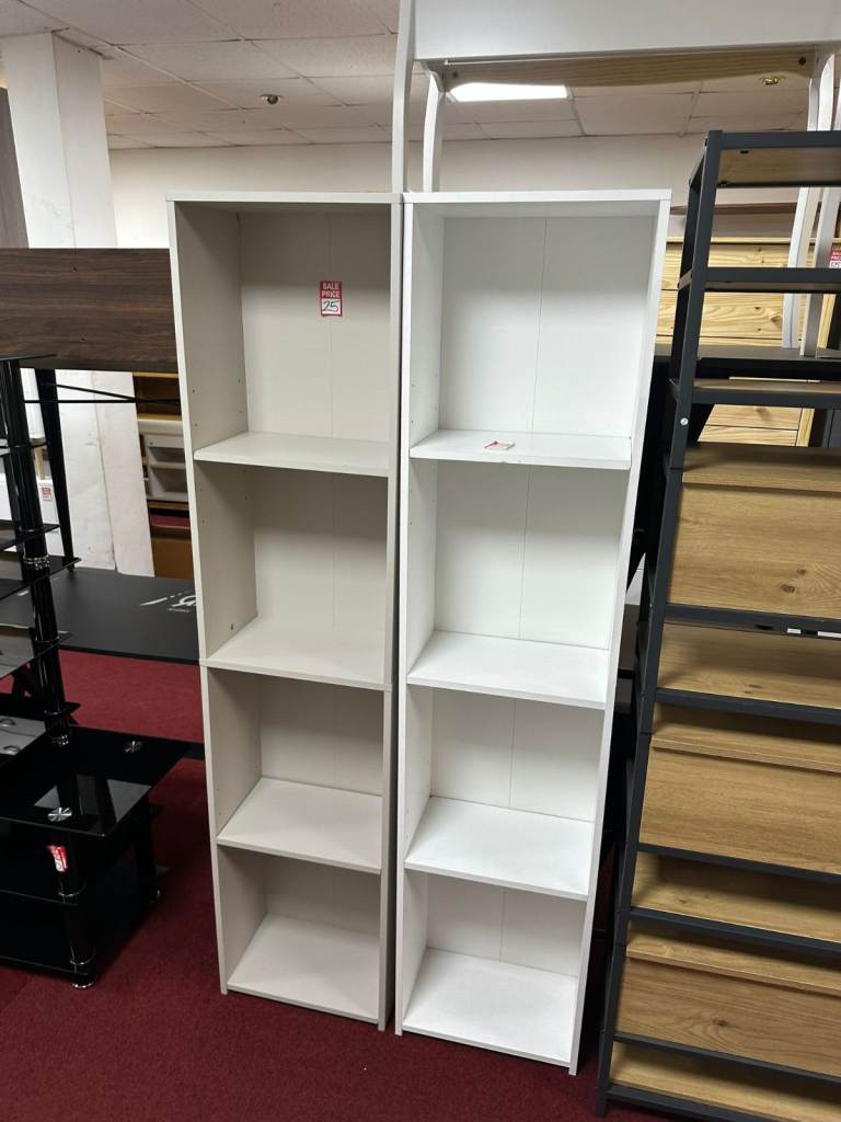 Narrow White Bookcase 