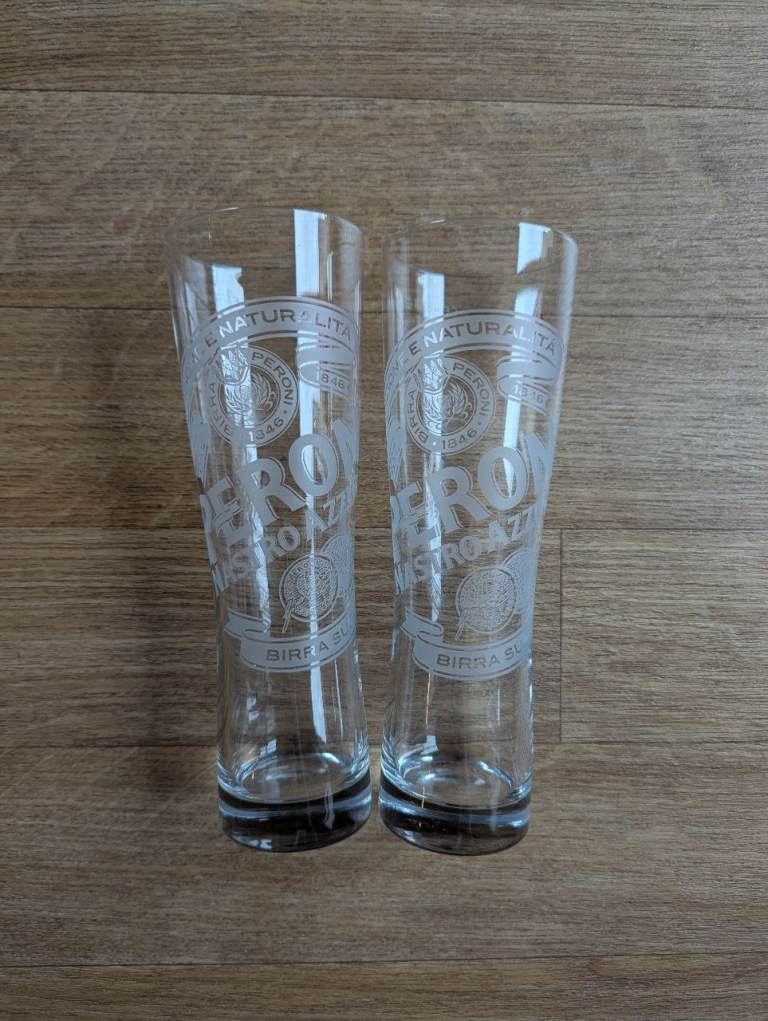 2x Peroni pint glasses
