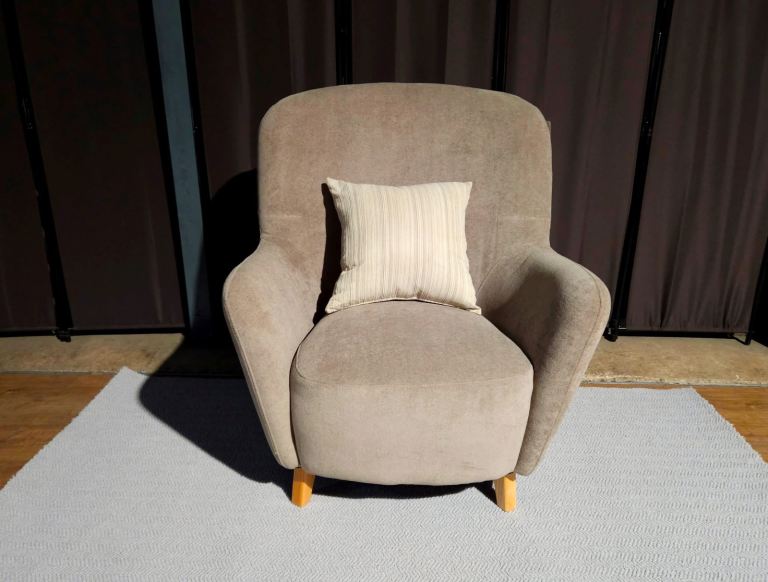 Fabric Wingback Chair - Taupe.