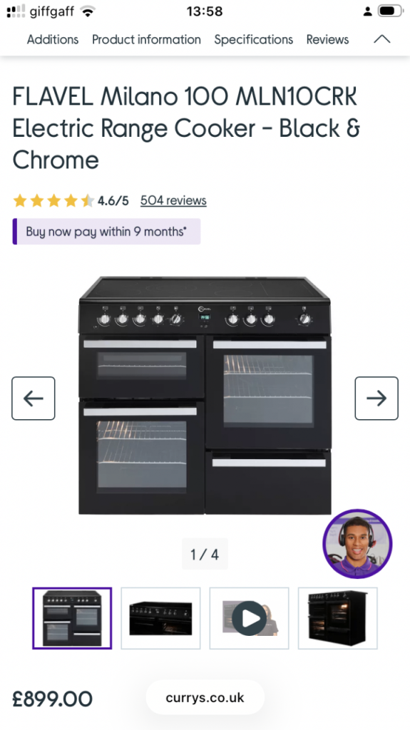 Flavel 100cm wide electric range-brand new