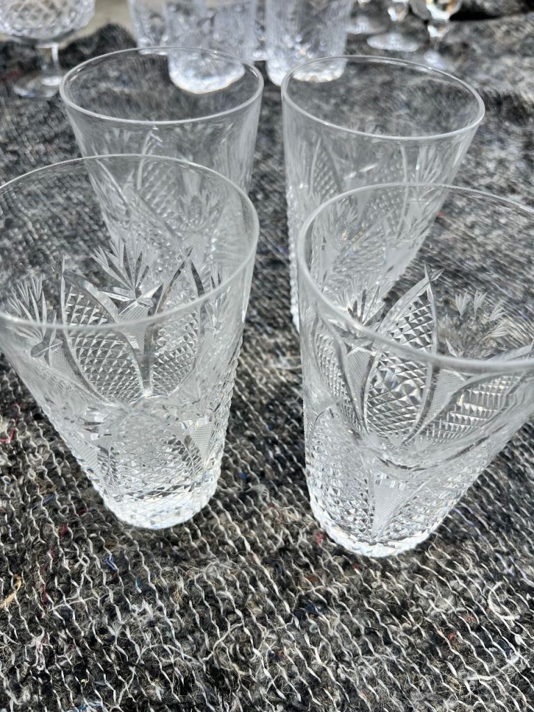 Set of 4 Cut Glass Tumblers – Good Condition