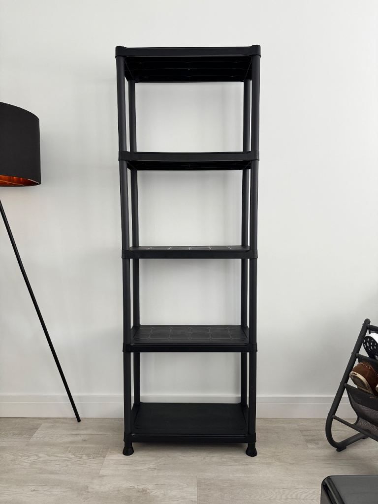 KETER Plus Solid Plastic Shelving Unit 5 Shelves Black New