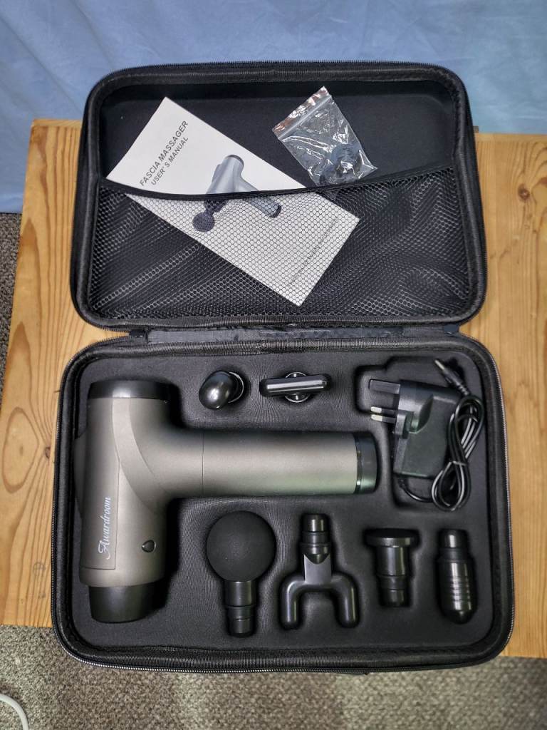 Percussion Massage Gun with Case and Attachments – Good Condition