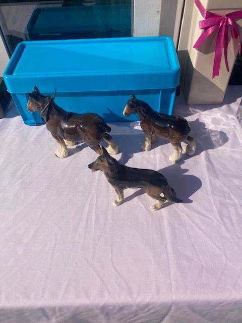 2 x HORSES + 1 x ALSATIAN DOG FIGURES all 3 for only £20