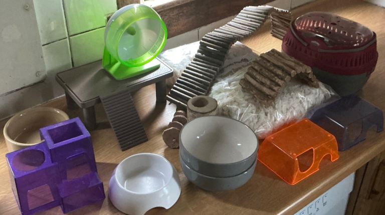 Various hamster accessories.   