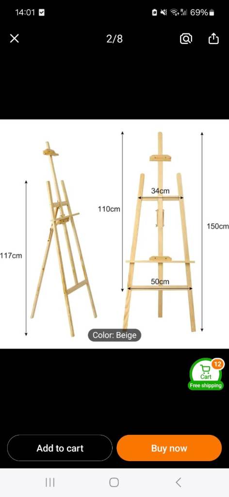 1.5M Studio Canvas Stand for Wedding Adjustable Drawing Painting Holder Foldable Artist Tripod