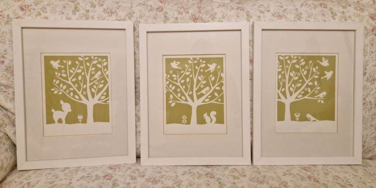 Framed prints (x3) for nursery / child's bedroom